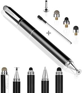 Penyeah Stylus Pen, 4 in 1 Disc Stylus Pens for Touch Screens, High Precision and Sensitivity Universal Capacitive Stylus, Stylist for Tablets,iPhone,iPad,Laptops with 4 Replacement Tips - Black