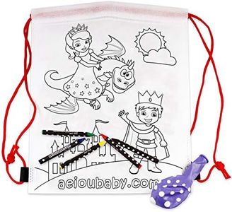 aeioubaby.com 10 Zainetti da Colorare | 10 Bustine singole con 5 Colori a Cera e un Palloncino | Regalo per bambini per le feste e i compleanni (Favola)