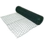 2FT X 164FT Hexagonal Wire Mesh Fence, Green Mesh Size 2"x2", PVC Coated Galvanised Chicken Wire, Coops, Pet Enclosures, Dogs, Garden Fencing, Boundary Fences, Poultry Fencing, Aviarys