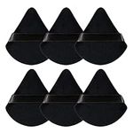 Sularpek Powder Puffs, 6 pcs Triangle Makeup Puff with Strap, Soft & Reusable Foundation Sponge, Cosmetic Puff for Pressed Powder, Dry Makeup, Wet Makeup (Black)