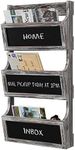 MyGift Wall Mounted Torched Solid Wood Magazine and Mail Holder Organizer Rack with 3 Slots and Chalkboard Labels