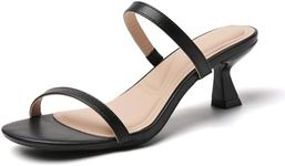 Tilocow Two Straps Kitten Heels for Women Open Toe Heeled Sandals Dressy Low Heel Slip On Mules for Wedding Office Casual Outfits