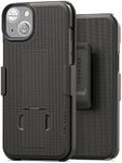 Encased DuraClip Holster Designed for iPhone 14 Case with Belt Clip and Kickstand (Matte Black)