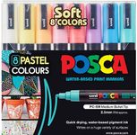 POSCA 5M 1.8-2.5 mm Bullet Shaped Soft Color Paint Marker Pen (Set of 8, Multicolor)