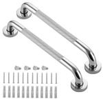 Grab Bars for Bathroom 16 Inch Silver Stainless Steel rhombus Shower Grab Bar Anti Slip Home Care Bath Handrail Safety Hand Rail Support for Showers Seniors Elderly Assist Handicap Bath Handle 2 Pack