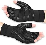 Vlela Copper Arthritis Compression Gloves Women Men Relieve Hand Pain Swelling and Carpal Tunnel Fingerless for Typing, Support for Joints, Medium