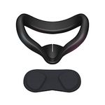 VR Face Cover and Lens Cover for Oculus Quest 2, Sweatproof Silicone Face Pad Mask & Face Cushion for Oculus Quest 2 VR Headset (Black)