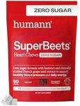 Humann SuperBeets Heart Chews Zero Sugar, Nitric Oxide and Blood Pressure Support, Grape Seed Extract & Non-GMO Beet Root Powder Energy Supplement, Pomegranate Berry Flavor, 60 Count