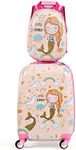 KOTEK Kids Carry On Luggage Set, 18" Hardside Rolling Suitcase with Spinner Wheels, Travel Rolling Luggage for Boys Girls (Mermaid)