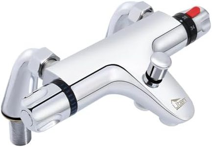 Mitigeur Thermostatique de Douche, Uten Mitigeur Baignoire Thermostatique, Raccord Fileté 1/2", Laiton Robinet Douche pour Salle de Bain avec 38°C Bouton de Sécuri