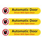 Automatic Door Sticker, 3Pcs Driver Will Open Door Sign Car Decal, Automatic Door Do Not Touch Warning Stickers, 8 x 7 Cm Waterproof Vinyl Decals for Car Taxi Van SUV Auto Window (Style-2)