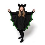 Spooktacular Creations Vampire Bat Costume Glow in the Dark, Girl Black and Silver Bat Wings Costume for Kids, Vampire Bat (Small)