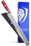 DALSTRONG Slicing Carving Knife - 12" Granton Edge - Shogun Series - Japanese AUS-10V Super Steel - Damascus - Vacuum Treated - Crimson Red ABS Handle - Sheath