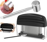 Meat Tenderizer and Hammer, Meat Tenderizer Needle Stainless Steel Meat Mallet Kitchen Tool, Heavy Duty Durable Dual Ended Teeth Mallet for Meat Beef Chicken Breasts