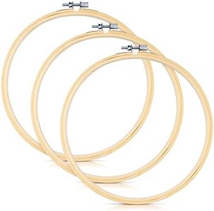 3 Pieces Embroidery Hoops, 8 inch Bamboo Frame Circle Cross Stitch Hoop Ring Embroidery Hoops Set for Embroidery and Cross Stitch