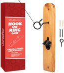 Play Platoon Hook and Ring Game with Bottle Opener and Magnetic Cap Catch, Ring Toss Game for Adults, for Bar Games, Patio Games, Natural Wood Finish