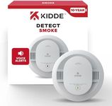 Kidde Smoke Detector, 10-Year Battery Powered, Voice Alerts, LED Warning Light Indicators