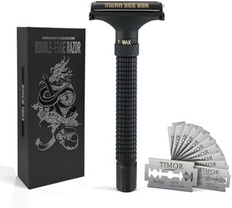 KWAN YEE GOR Adjustable Double Edge Safety Razor with 10pcs German Solingen Stainless Steel Blades,Butterfly Open with Long Handle for Men