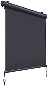 Canopée Store Vertical Rétractable avec Coffre, Store Enrouleur Exterieur avec Manivelle pour Balcon, Terrase, Brise Vue pour Jardin, Gris, 2,5 x 1,4 m (H x L)
