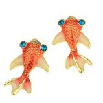 Mural Art Under the Sea Orange Carp Koi Gold Fish Goldfish Stud Earrings