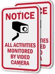 SmartSign Notice All Activities Monitored By Video Camera Sign - 2 Pack, 18 x 12 inch, 2mm Aluminum Composite, Red/Black on White