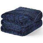 Uttermara Jacquard Weighted Blanket for Adults, Tufted Cable Pattern Weighted Blanket 7 kg 120 x 180 cm, Dual Sided Cozy Plush Blanket for Sofa Bed, Navy Blue