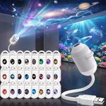 LMIX Galaxy Projector Night Light, 2-in-1 Holographic Star 5d Projector Plug and Play hd Star Smart Dynamic Ceiling Projectors Lamp 360° Space Starry Sky USB Projection (with 24 Films)