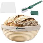 9 Inch Banneton Proofing Basket,WERTIOO Bread Proofing Basket + Lame + Linen Liner Cloth for Professional & Home Bakers (9 Inch)