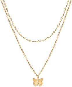 PAVOI 14K Gold Plated Pendant Necklaces Cute Butterfly Jewelry | 9.3x2.0x12mm Womens Necklaces | 925 Sterling Silver Jewelry for Women | Yellow Gold