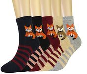 FULIER Women's Novelty Winter Thick Warm Comfy Wool Funny Fox Thermal Ankle Dress Socks 5 Paris