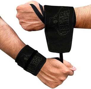 Bear Grips Strength Wraps with Thumb Loop - Breathable Weightlifting Wrist Wraps for Men and Women, Adjustable Gym Equipment Wrist Brace for Olympic Lifting, WOD, Cross Training- Stealth Black, 1 Pair