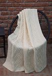 SAOL Luxurios Dara 100% Merino Wool Cable Knit Aran Bed & Couch Sofa Throw/Blanket (Natural) by 69 x 44 inches