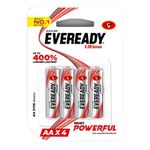 Eveready Ultima Alkaline AA Battery| Pack of 4 | 1.5 Volt | 400% Long Lasting | Highly Durable & Leak Proof | Alkaline AA Battery for Household and Office Devices