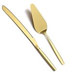 Berglander Gold Cake Pie Pastry Servers, Gold Cake Serving Set,Cake Knife and Server Set Perfect for Wedding, Birthday, Parties and Events