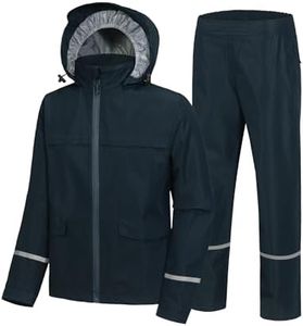 SWISSWELL Boys Rain Gear Waterproof Rain Jackets and Pants Kid Rain Gear Suit Lightweight for Camping Biking Outdoor Navy XXL