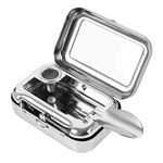 Huayue Portable Ashtray, Mini Travel Ashtray Metal Cigarette Pocket Square Ashtray Pocket Smoking Ash Tray Cigarette Ash Container with Lid Odourless Ashtray for Outdoor Travel