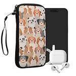 kwmobile Neoprene Sleeve for Smartphone Size XXL - 7" - Shock Absorbing Pouch Case - Protective Phone Bag - Dogs White/Light Brown/Grey