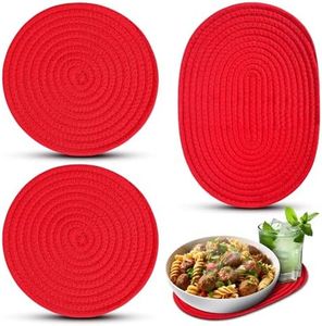 3Pcs Red Trivets for Hot Dishes Decorative - Trivets for Hot Pots and Pans Hot Pot Holder Hot Plate Mat - Red Hot Pads for Kitchen Pot Holders Heat Resistant Hot Pads for Countertops Hot Pan Holder