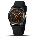 Mens Watches Analog Quartz Sports Unisex Watch 30M Waterproof Watches for Men Women Military Time Glowing Easy to Read Dial with Date Wrist Watches for Men Fashion Casual Designer Watch (Black Orange11)