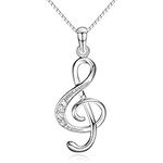 Wedity Musical Note Pendant Necklace Silver Crystal Choker Necklace Love rhythm Note Pendant Necklaces Jewelry Adjustable for Women and Girls