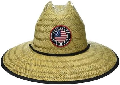 Billabong Men's Classic Printed Straw Lifeguard Hat, Red White Blue