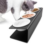 Vmglgig 3PCS Cat Bowl, Ceramic Cat Food Bowls With 15° Tilted Metal Stand,Raised Cat Bowls for Food and Water, Cat Feeding Station for Cats and Puppy