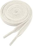 BCB Wear Flat Shoelaces 5/16" Wide Solid Color Strings for Athletic Sneakers Boots & Shoes - 27"-72" Length Shoe Laces, Off-white/Cream, 69 cm