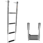 Amarine Made 4-Step 304 Stainless Steel Telescoping Swim Ladder Boat Marine Ladder Telescopic Boarding Ladder