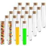 20PCS 80ml Glass Test Tubes with Cork Stoppers, Transparent Sample Storage Tube Set for Lab, Candy, Party Favors, Bath Salt, Spices, Beads