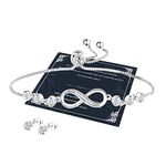 HOHOTANG Infinity Bracelet for Women, 925 Sterling Silver Adjustable Friendship Bracelet with 6 Cubic Zirconia, Birthday Jewellery Gifs for Women, Ladies, Mum, Mother, Wife