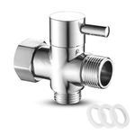 MUMENG Shower Diverter Valve,G1/2"Brass Shower Splitter Shower Valve with Rubber Washer,3-Way T Adapter Valve for Hand Held Showerhead,Fixed Spray Head,Handheld Toilet Nozzles,Chrome