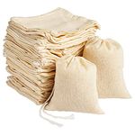 Daucin 60 Pack Cotton Muslin Bags, 8 x 10cm Cotton Bags Reusable Mesh Bags with Drawstring 100% Natural for Slag Filtration Cooking Soap Spices Soaking Medicinal Liquor