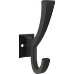 Franklin Brass Classic Edge (4-Pack) Coat and Hat Wall Hooks Double Hooks for Hanging Matte Black Wall Mount Hanger Backpack, Purse, Bag, Towel Organization Decorative Wall Hooks B47250K-FB-C