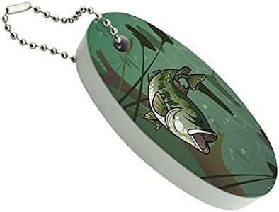 GRAPHICS & MORE Bass Fish Swimming in River Floating Keychain Oval Foam Fishing Boat Buoy Key Float